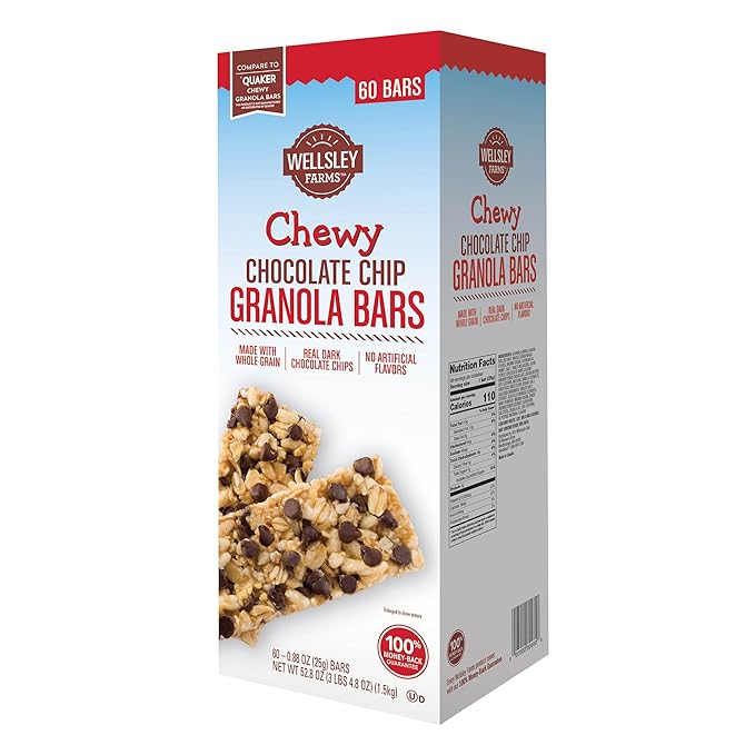 Wellsley Farms Chewy Chocolate Chip Granola Bars, 60 ct.Net Wt 52.8 Oz