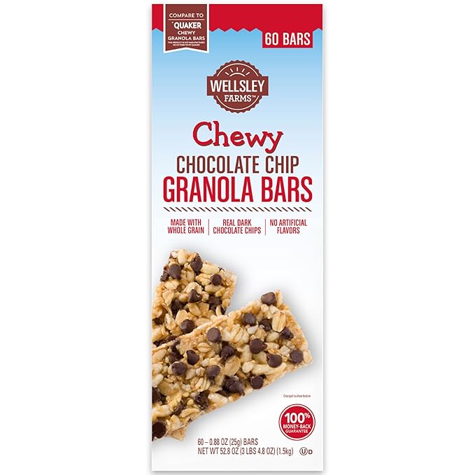 Wellsley Farms Chewy Chocolate Chip Granola Bars, 60 ct.Net Wt 52.8 Oz